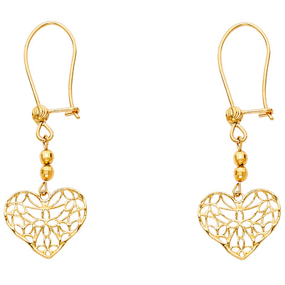 14K Gold Open Heart Earrings