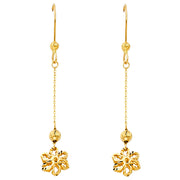 14K Gold Flower Hanging Earrings