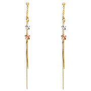 14K Gold Flower Hanging Earrings