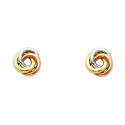 14K Gold 8mm Three Circle Stud Earrings