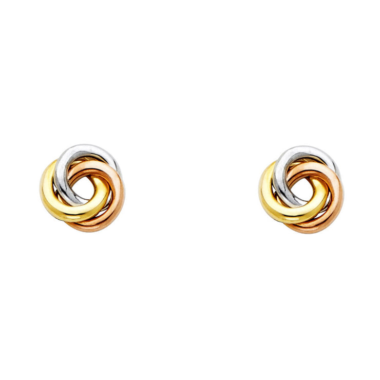 14K Gold 8mm Three Circle Stud Earrings