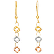 14K Gold Perforated Ball Hanging Earrings