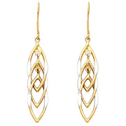 14K Gold MUL Hanging Hollow Design Tube Earrings