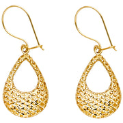 14K Gold Hollow Perforated Hanging Earrings