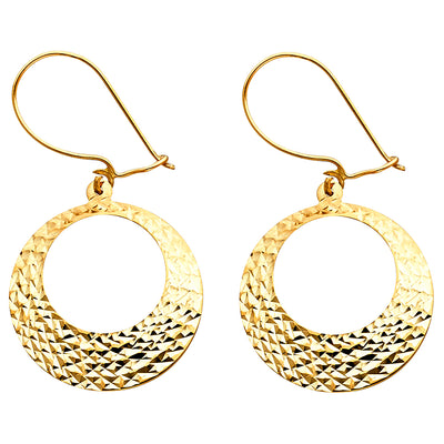 14K Gold Diamond Cut RD Teardrop Earrings