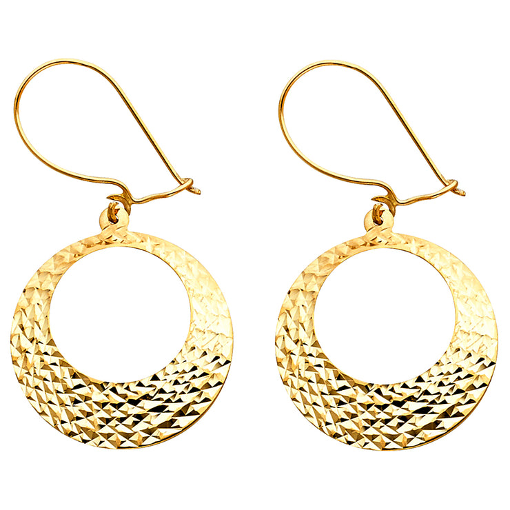 14K Gold Diamond Cut RD Teardrop Earrings