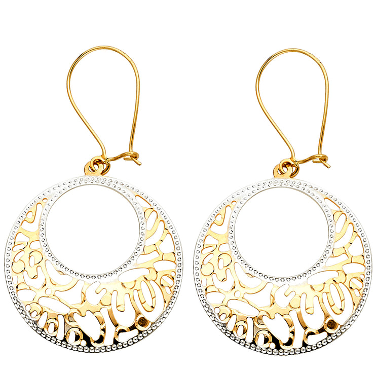 14K Gold Design Cut Out RD Earrings