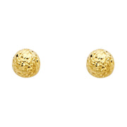 14Y 8mm Diamond Cut Half Ball Earrings