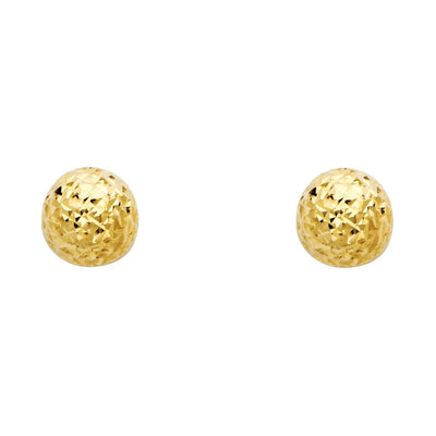 14Y 8mm Diamond Cut Half Ball Earrings