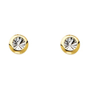 14K Gold Diamond Cut RD Earrings W/PB