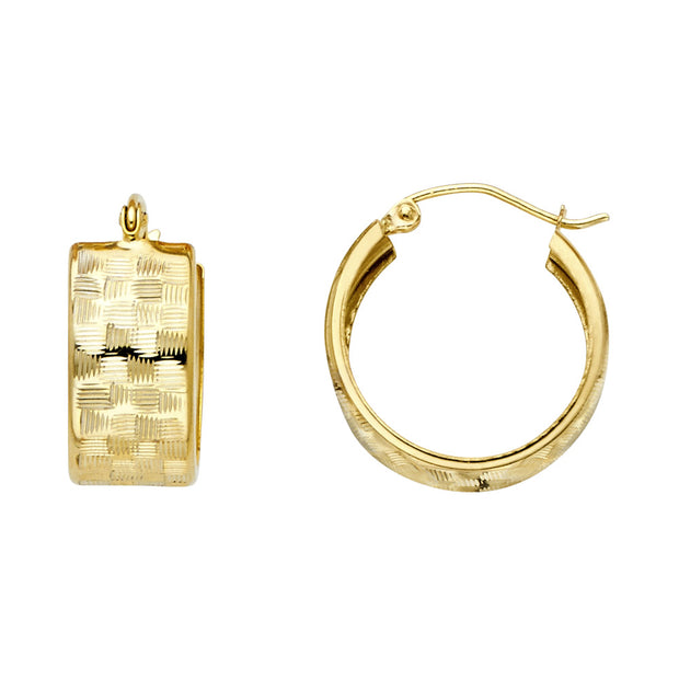 14K Gold ST Wide Diamond Cut Hoops