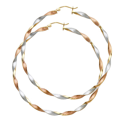 14K Gold Curled Hollow Hoops