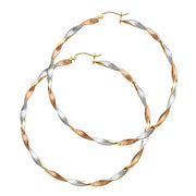 14K Gold Curled Hollow Hoops