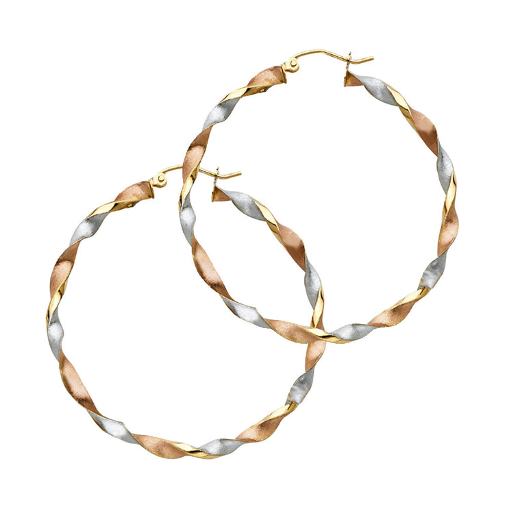 14K Gold Curled Hollow Hoops