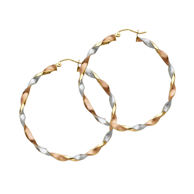 14K Gold Curled Hollow Hoops