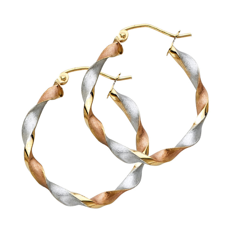 14K Gold Curled Hollow Hoops