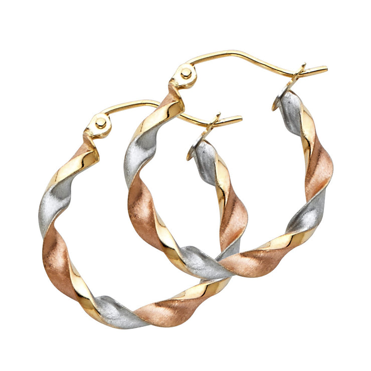 14K Gold Curled Hollow Hoops