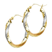 14K Gold Curled Hollow Oval Hoops