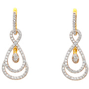 14K Gold CZ Stone Infinity Hanging Earrings