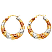 14K Gold Fancy Hollow Hoops