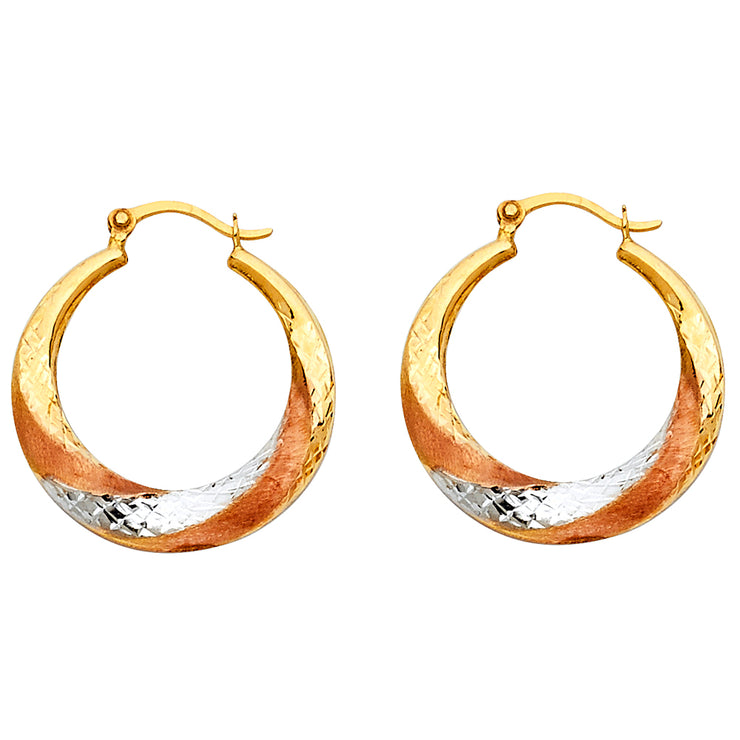 14K Gold Fancy Hollow Hoops
