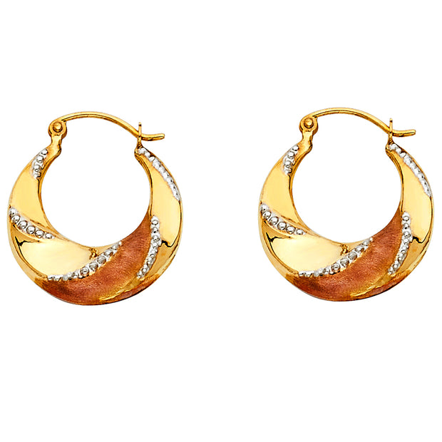 14K Gold Fancy Hollow Hoops