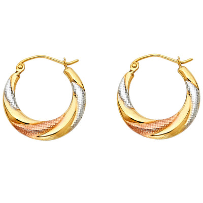 14K Gold Fancy Hollow Hoops