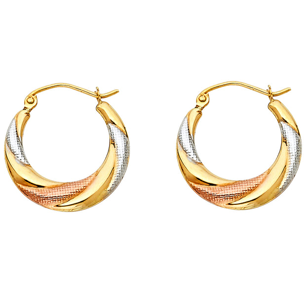 14K Gold Fancy Hollow Hoops