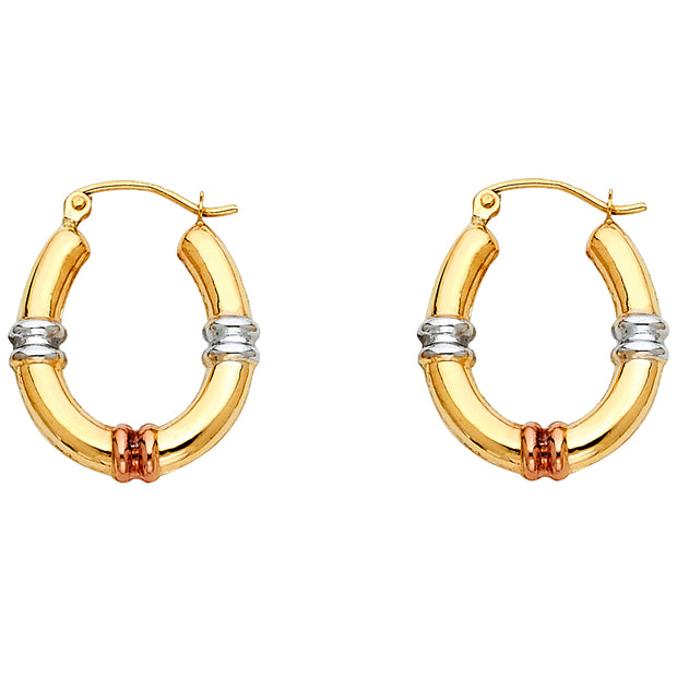 14K Gold Fancy Hollow Hoops