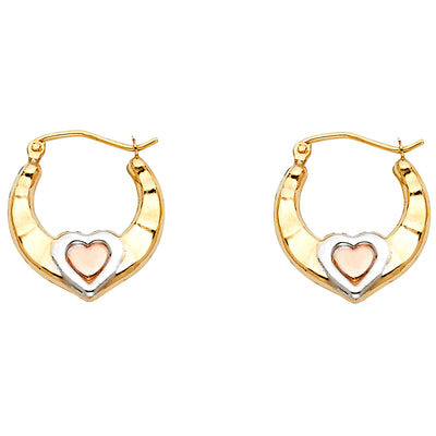 14K Gold Fancy Hollow Hoops