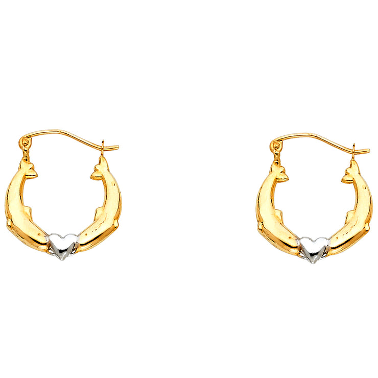 14K 2C Dolphin Hollow Hoops