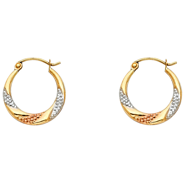 14K Gold Fancy Hollow Hoops