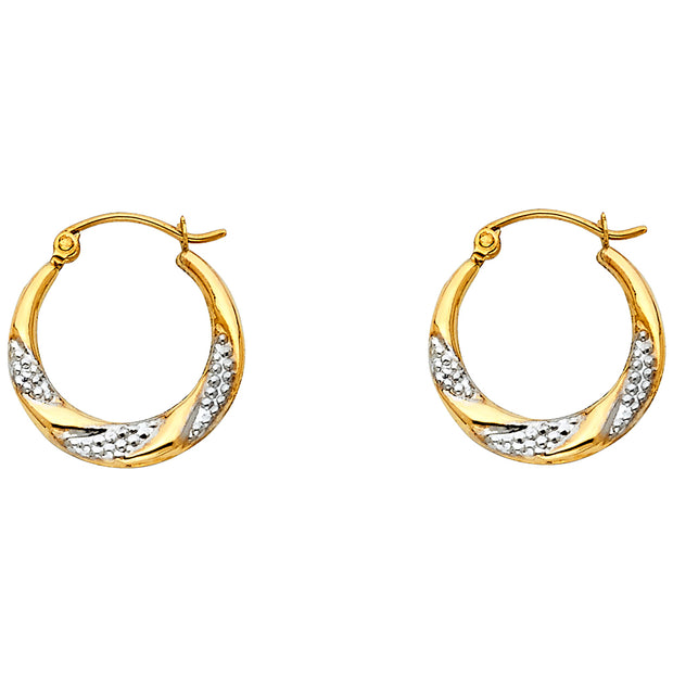 14K Gold Fancy Hollow Hoops