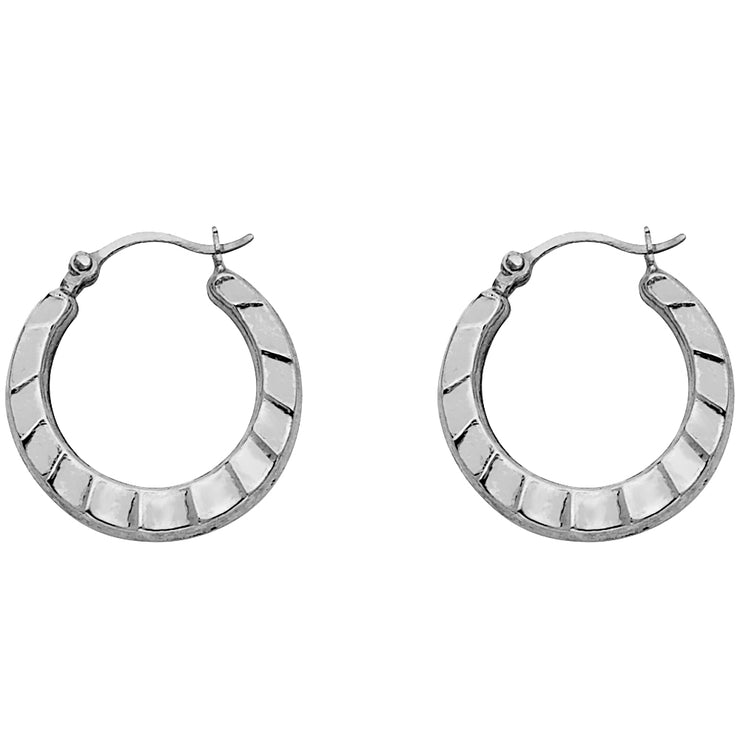 14K Gold Fancy Hollow Hoops