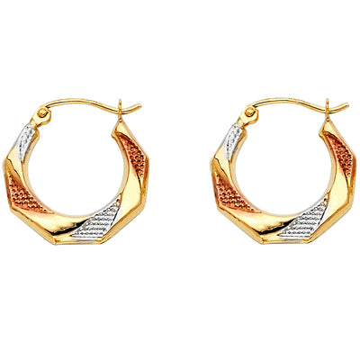 14K Gold Fancy Hollow Hoops