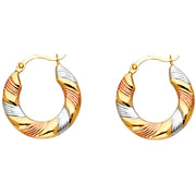 14K Gold Fancy Hollow Hoops