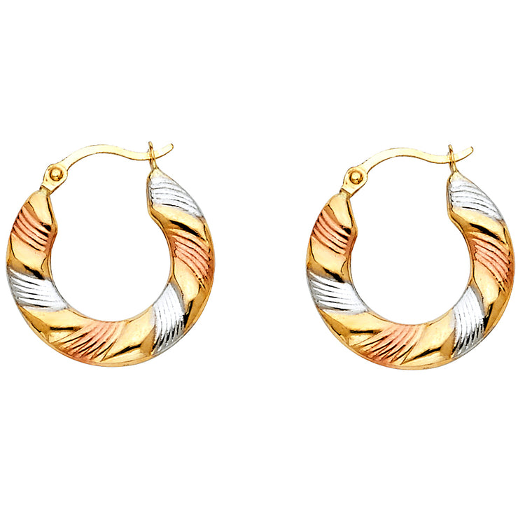 14K Gold Fancy Hollow Hoops