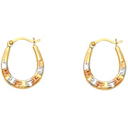 14K Gold Fancy Hollow Hoops