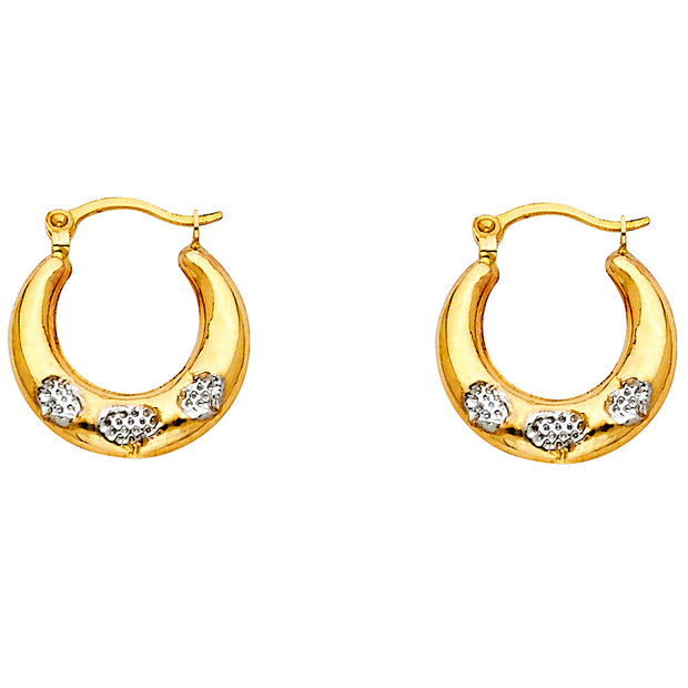 14K Gold Fancy Hollow Hoops