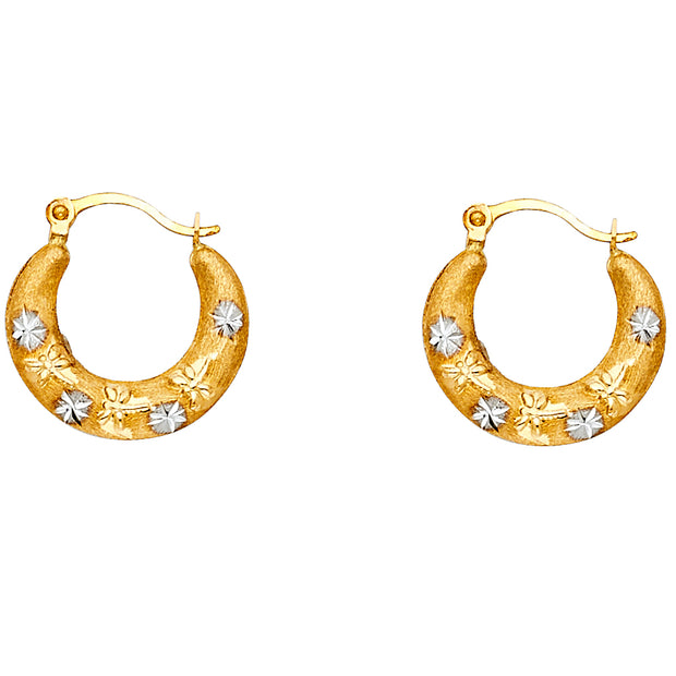 14K Gold Fancy Hollow Hoops