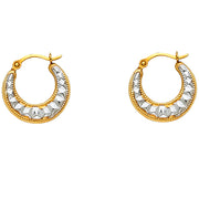 14K Gold Fancy Hollow Hoops