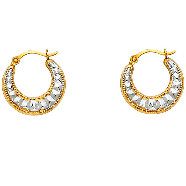 14K Gold Fancy Hollow Hoops