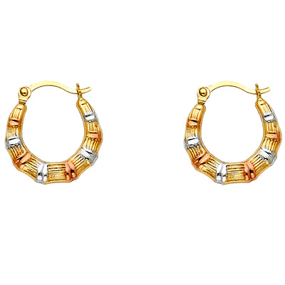 14K Gold Fancy Hollow Hoops