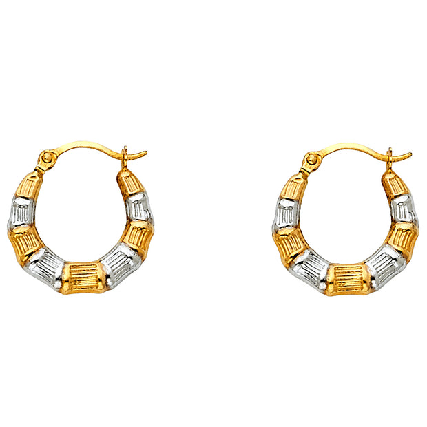 14K Gold Fancy Hollow Hoops