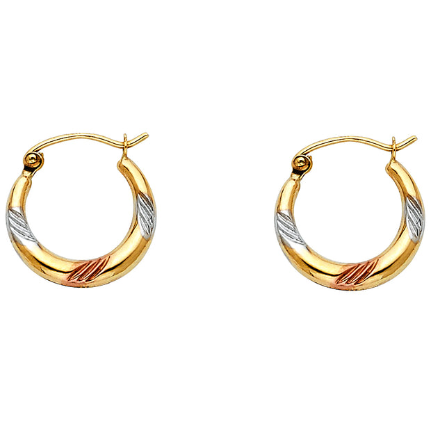 14K Gold Fancy Hollow Hoops