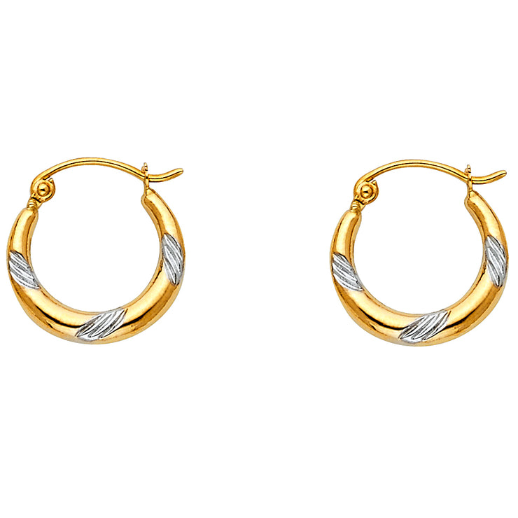 14K Gold Fancy Hollow Hoops