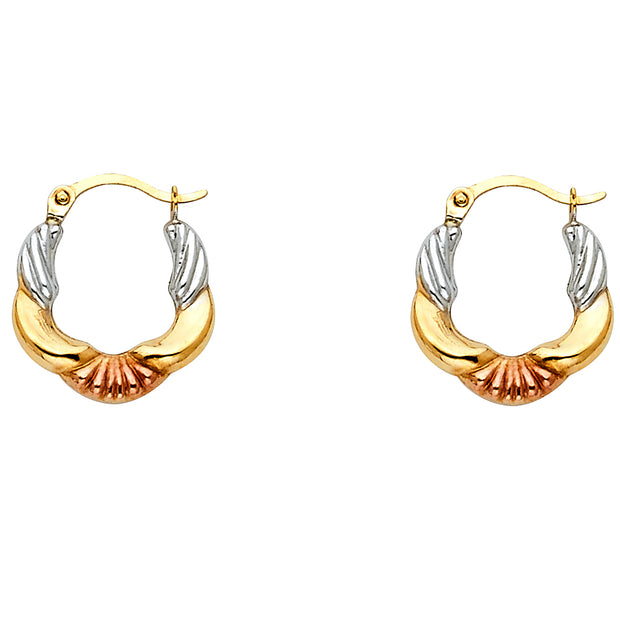 14K Gold Fancy Hollow Hoops