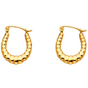 14K Gold Fancy Hollow Hoops