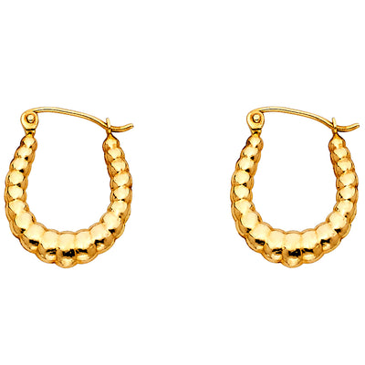 14K Gold Fancy Hollow Hoops