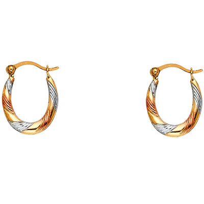 14K Gold Fancy Hollow Hoops